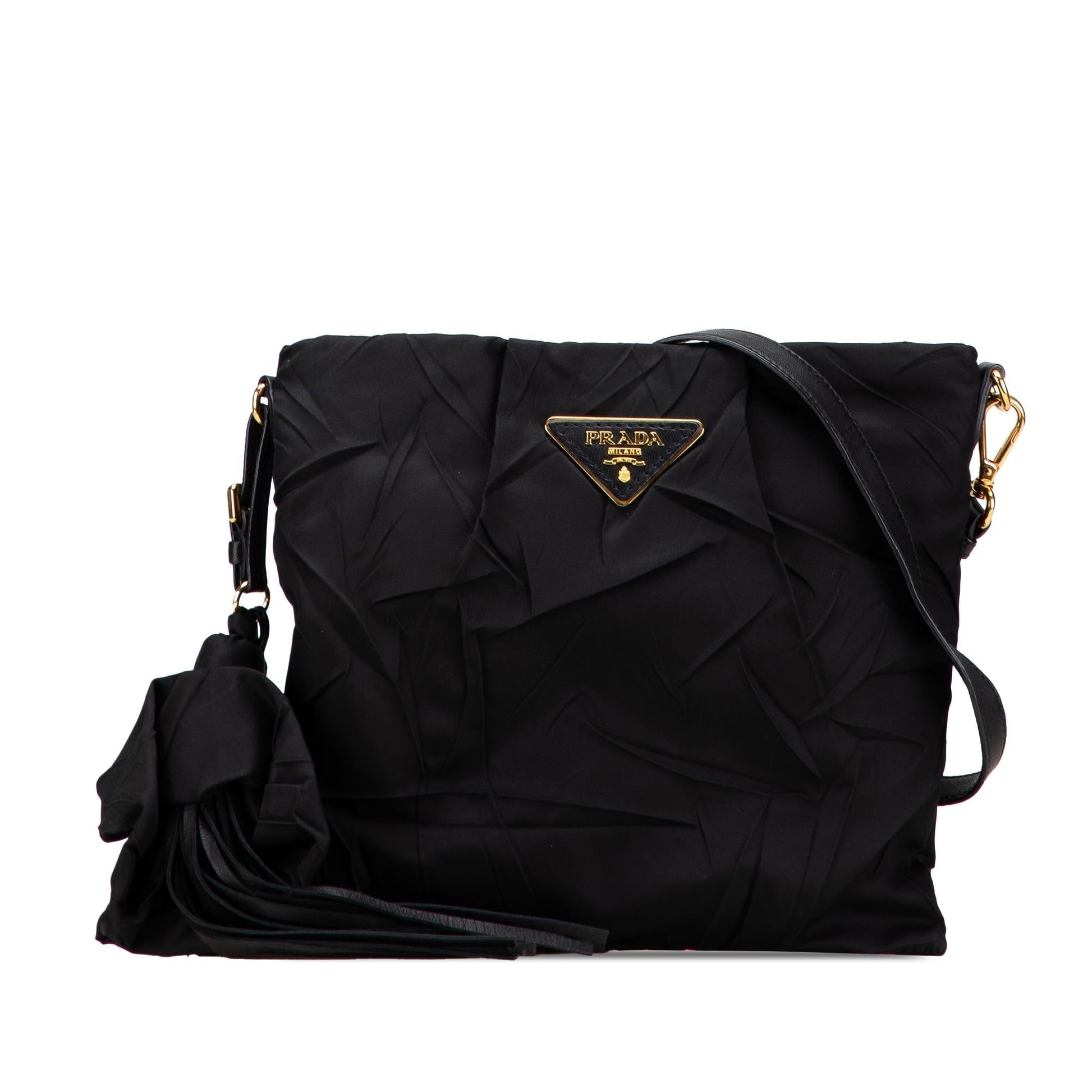 Prada Tessuto Stropicciato Tassel Crossbody Crossbody Bag