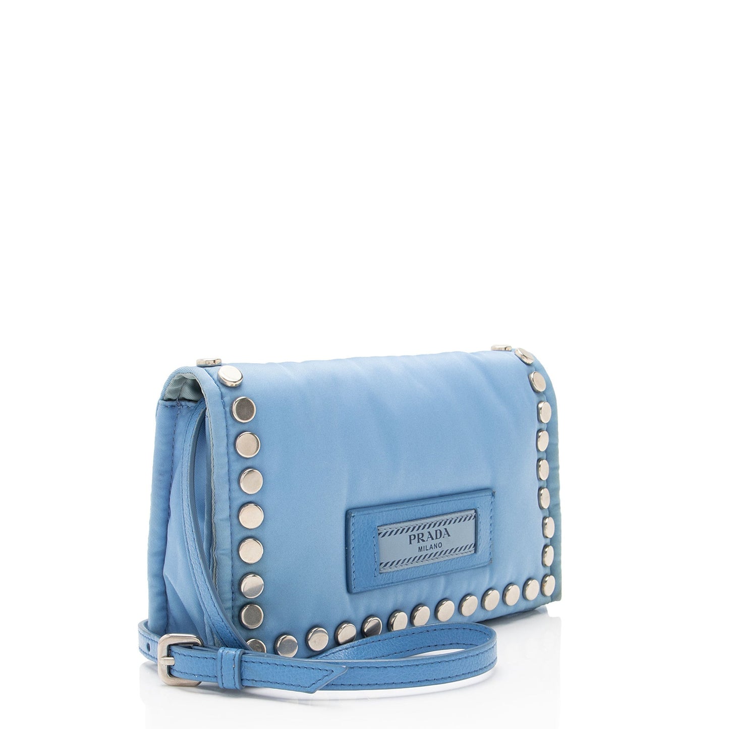 Prada Tessuto Studded Etiquette Crossbody Mini Crossbody Bag