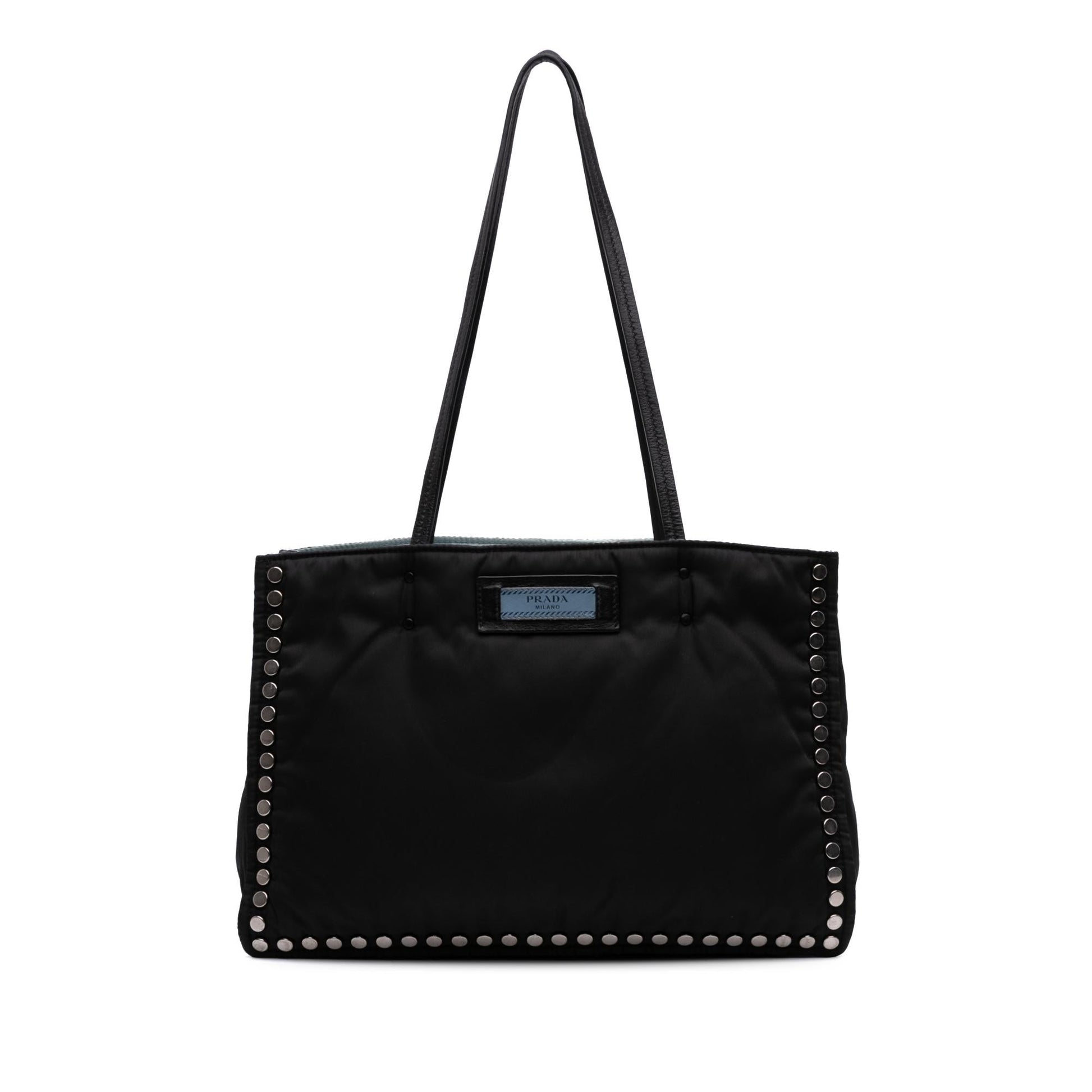 Prada Tessuto Studded Etiquette Tote Tote Bag