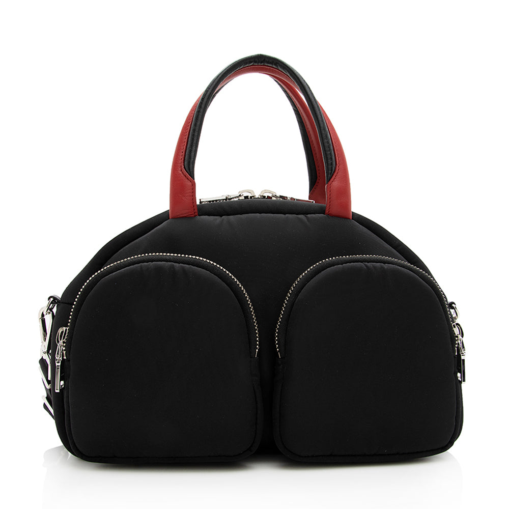 Prada Tessuto Triangle Double Pocket Bowling Bag Shf Satchel Bag