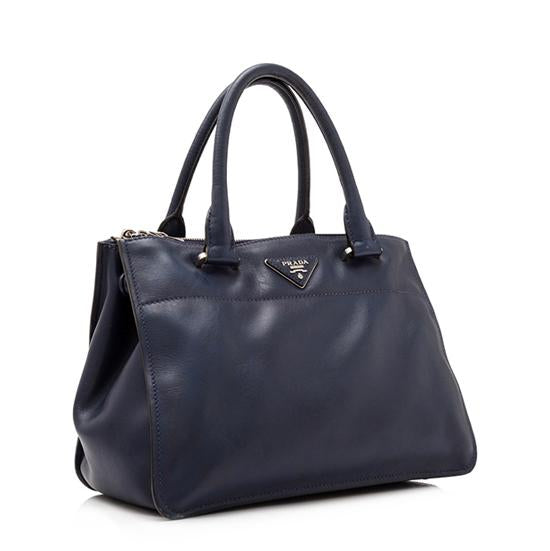 Prada Calfskin City Double Tote Final Sale Small Zip Tote Bag