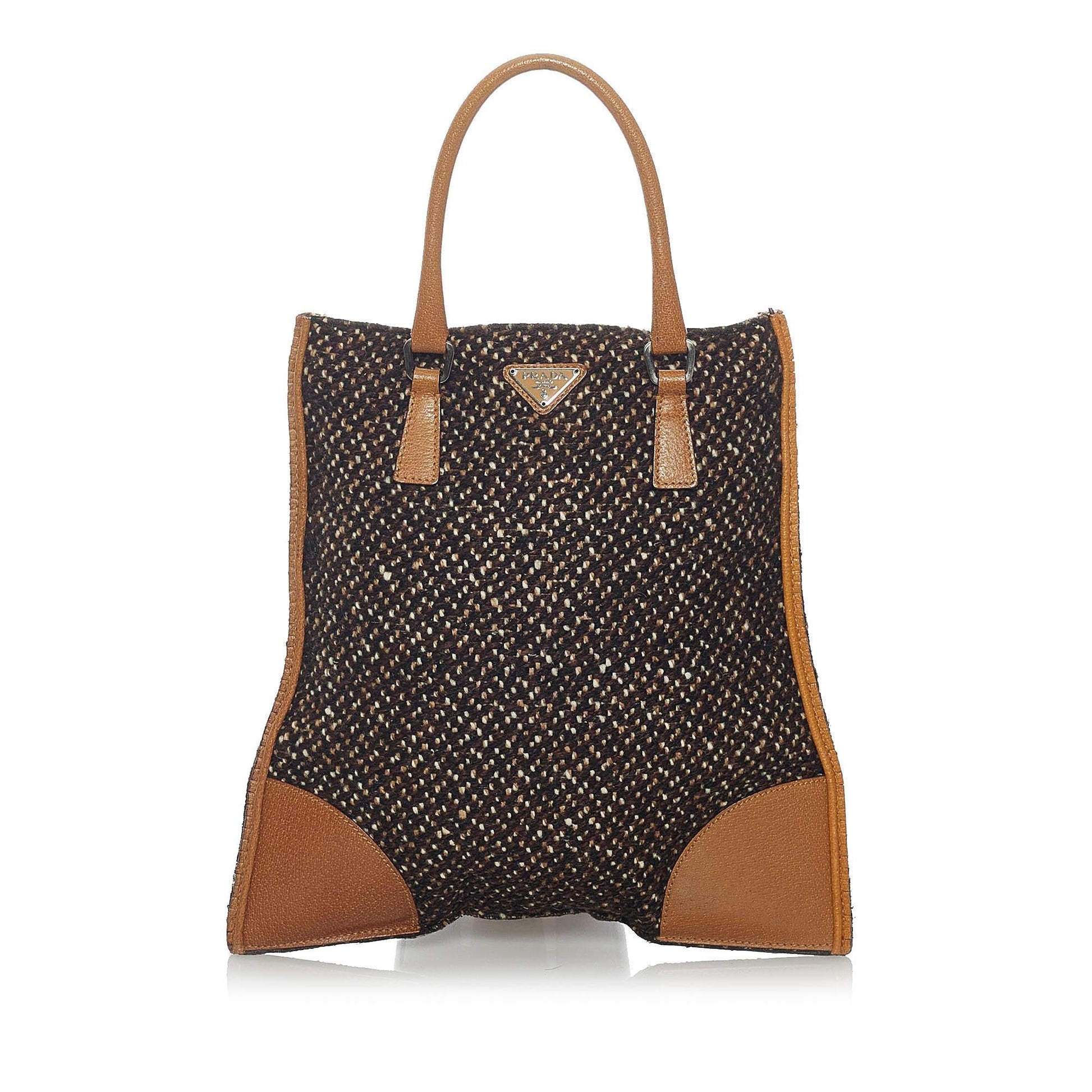 Prada Tweed Handbag Shg Satchel Bag