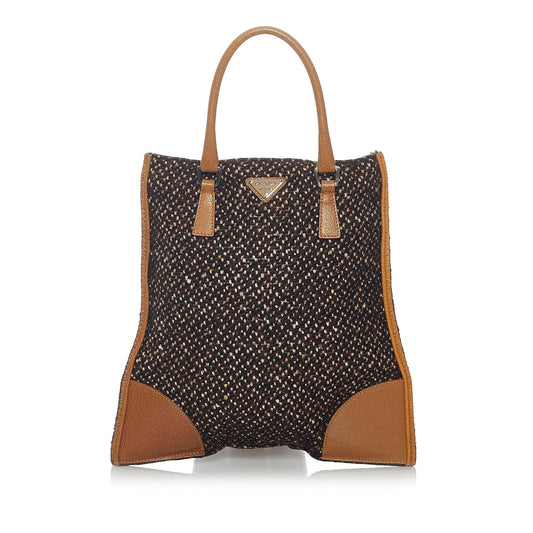 Prada Tweed Handbag Shg Satchel Bag