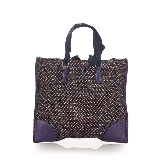Prada Tweed Tote Bag Bag Shg 17823