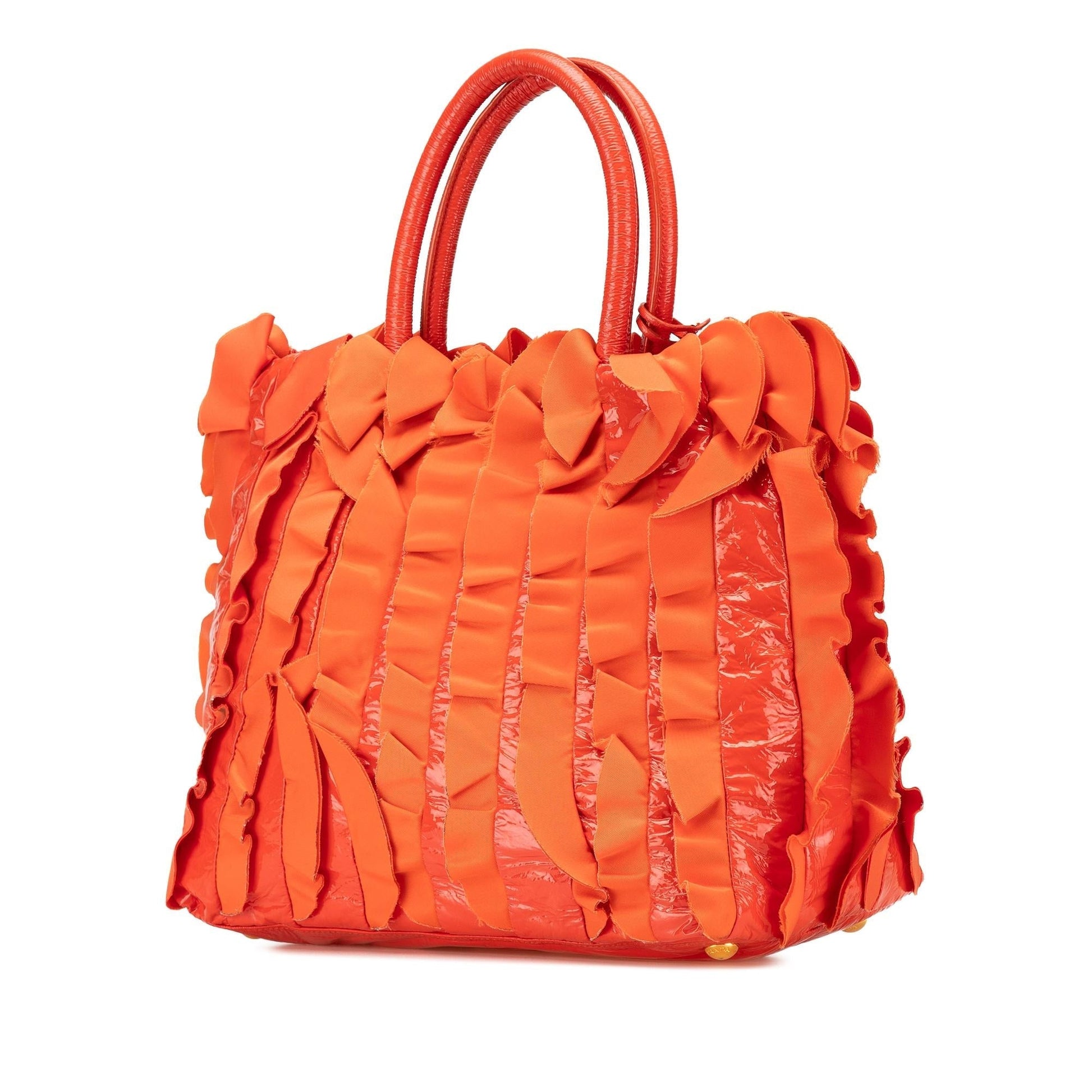 Prada Vernice And Tessuto Ruffle Tote Tote Bag