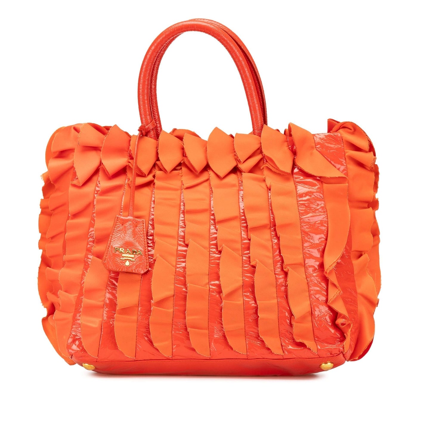 Prada Vernice And Tessuto Ruffle Tote Tote Bag Ruffle Tote 1