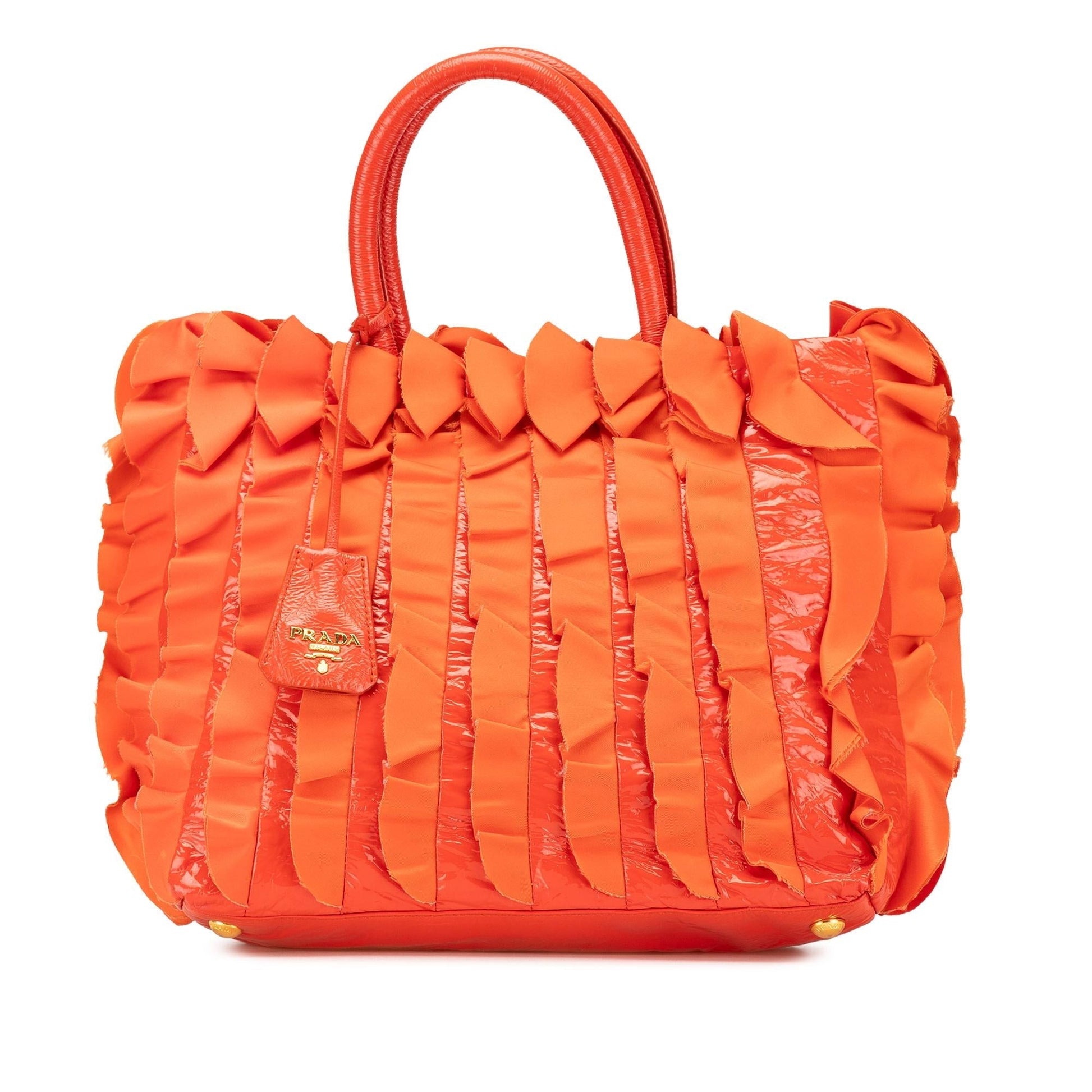 Prada Vernice And Tessuto Ruffle Tote Tote Bag Ruffle Tote 1