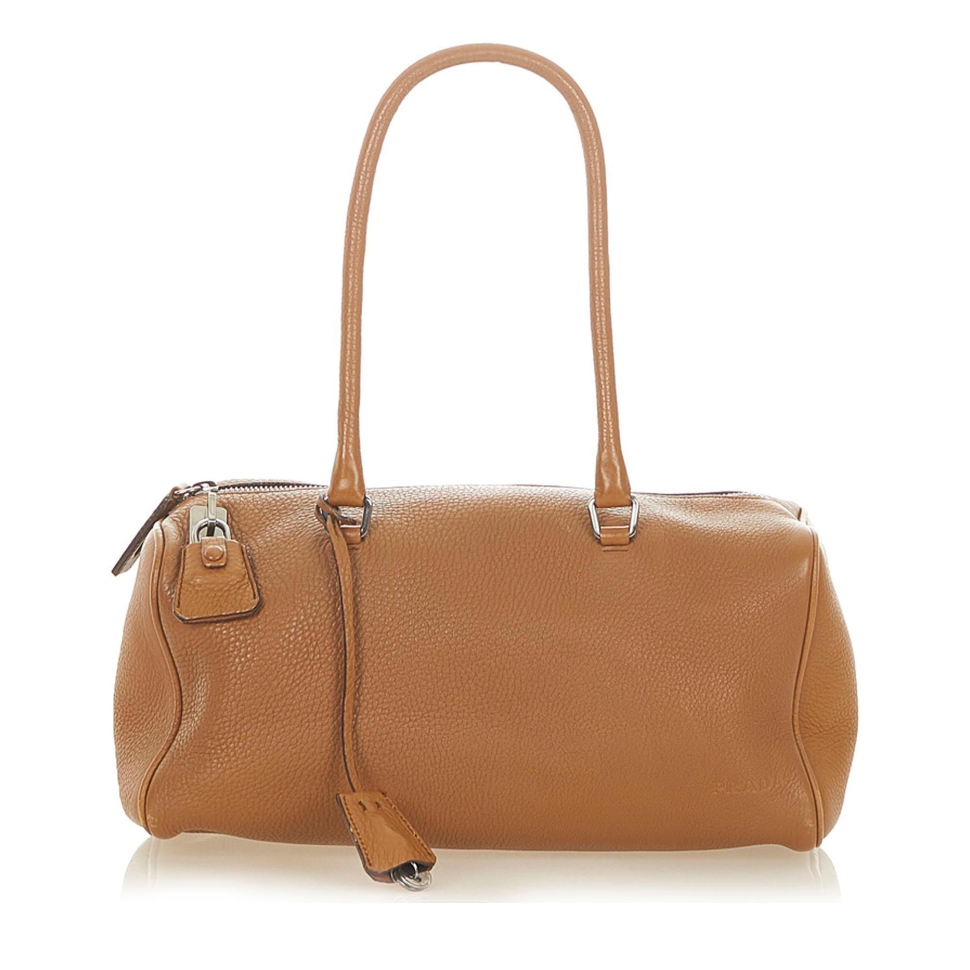 Prada Daino Boston Bag Shg Vitello Satchel Bag