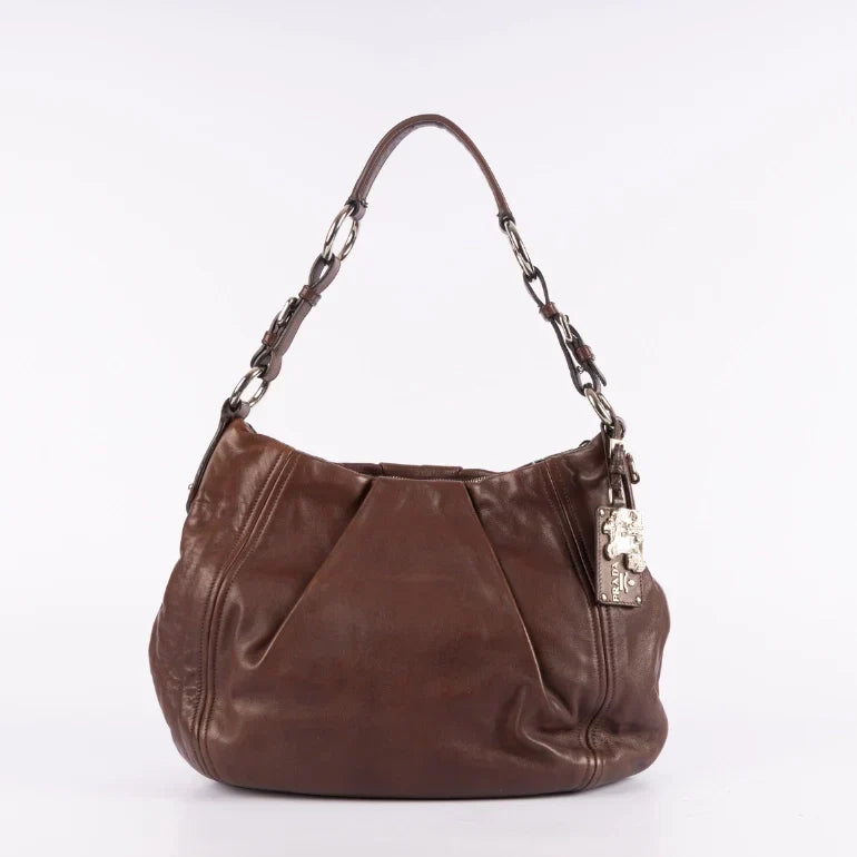 Prada Daino Bruciato Hobo Bag Vitello Shoulder Bag