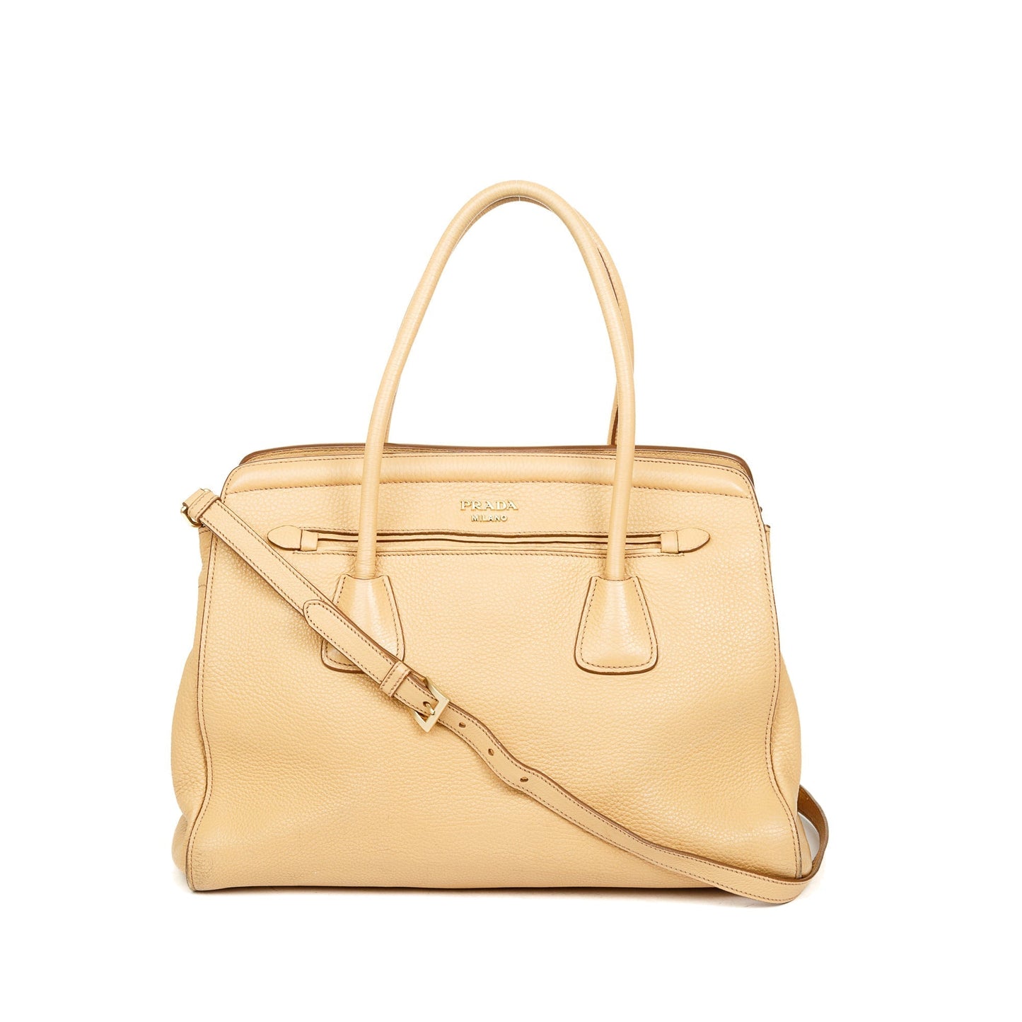 Prada Vitello Daino Cuir Frame Convertible Tote Handbag Tote Bag