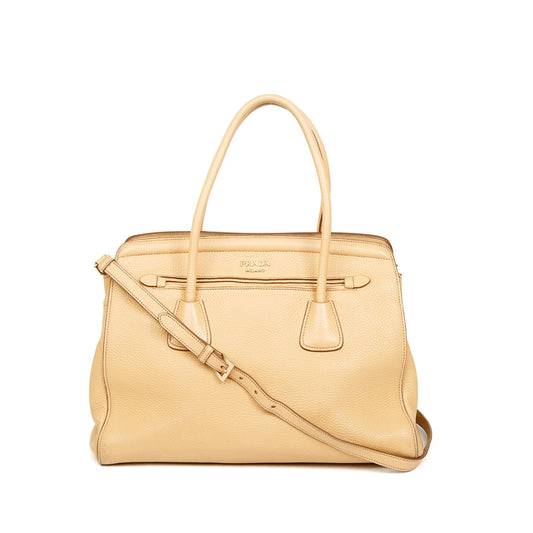 Prada Vitello Daino Cuir Frame Convertible Tote Handbag Tote Bag