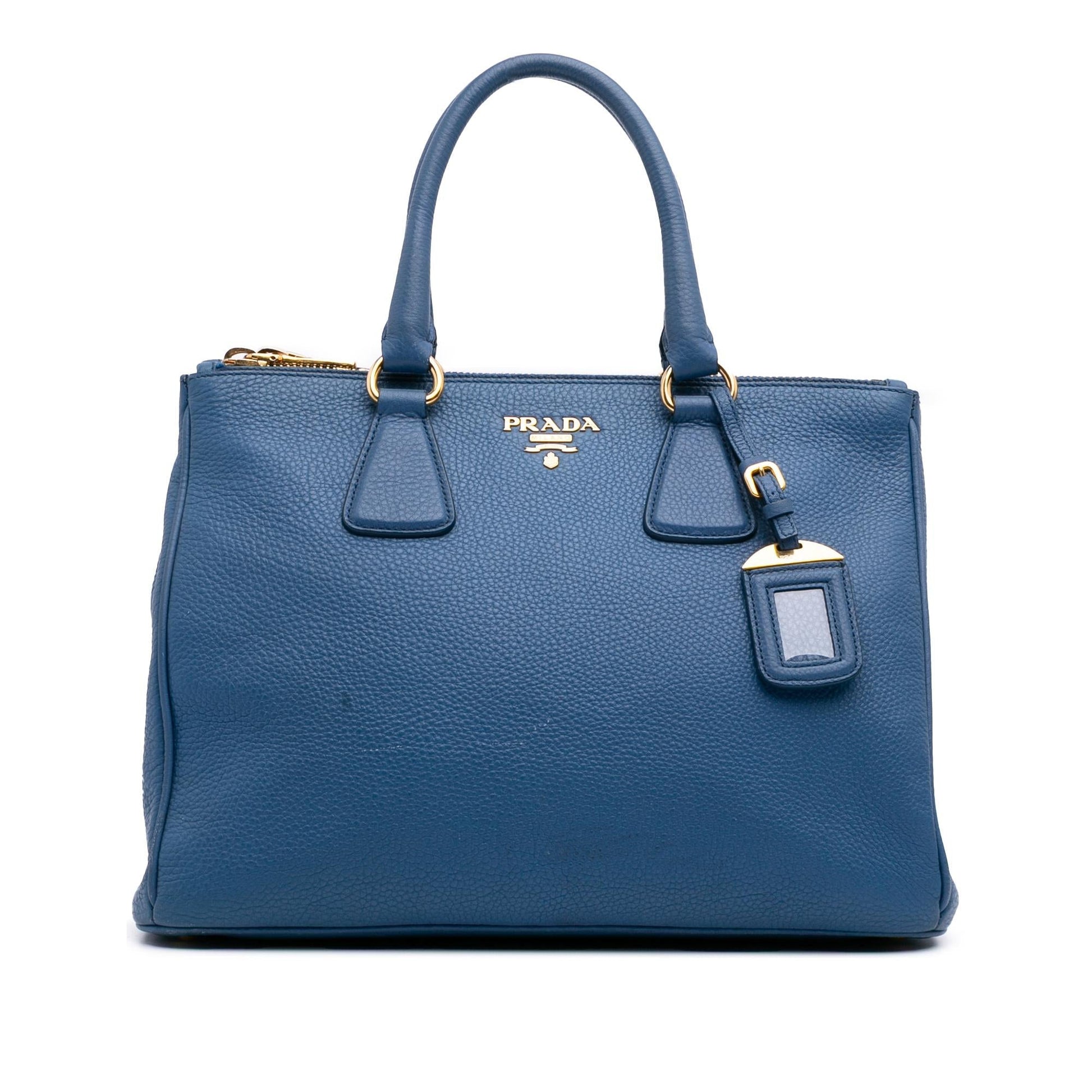 Prada Daino Double Convertible Tote Vitello Zip Tote Bag