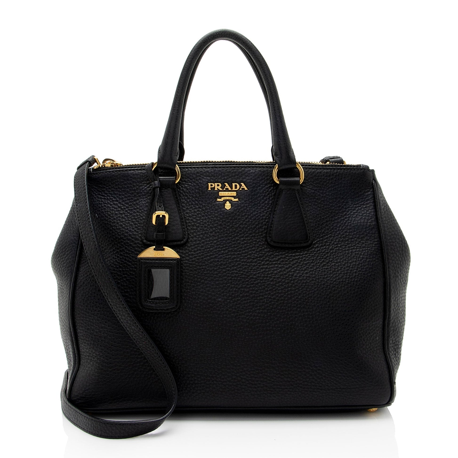 Prada Daino Double Tote Shf Ve4Tnw Vitello Medium Zip Tote Bag
