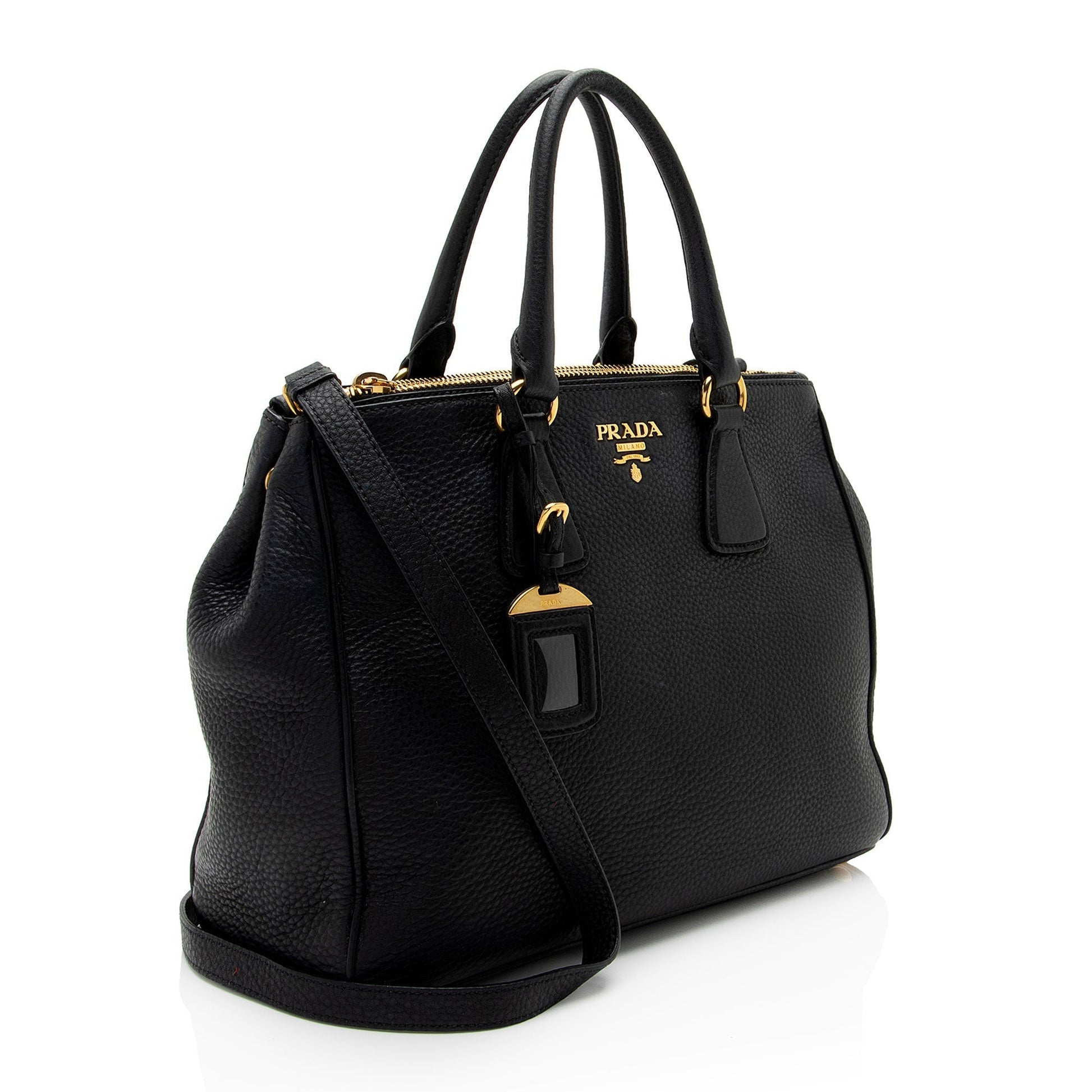 Prada Daino Double Tote Shf Ve4Tnw Vitello Medium Zip Tote Bag