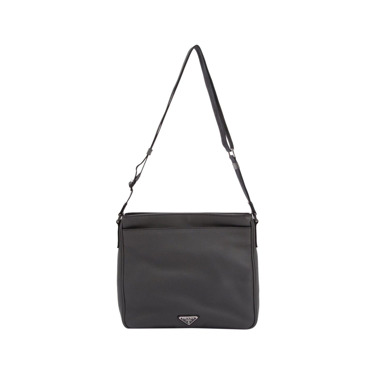 Prada Vitello Daino Front Pocket Zip Messenger Bag Travel Bag