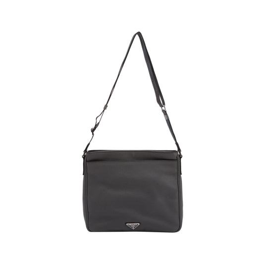 Prada Vitello Daino Front Pocket Zip Messenger Bag Travel Bag
