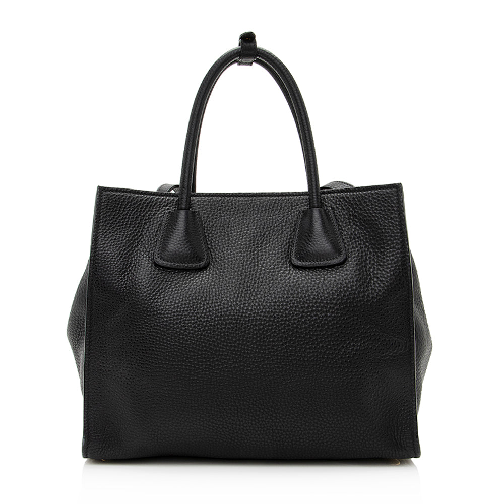 Prada Daino Twin Pocket Tote Shf Leather Vitello Tote Bag