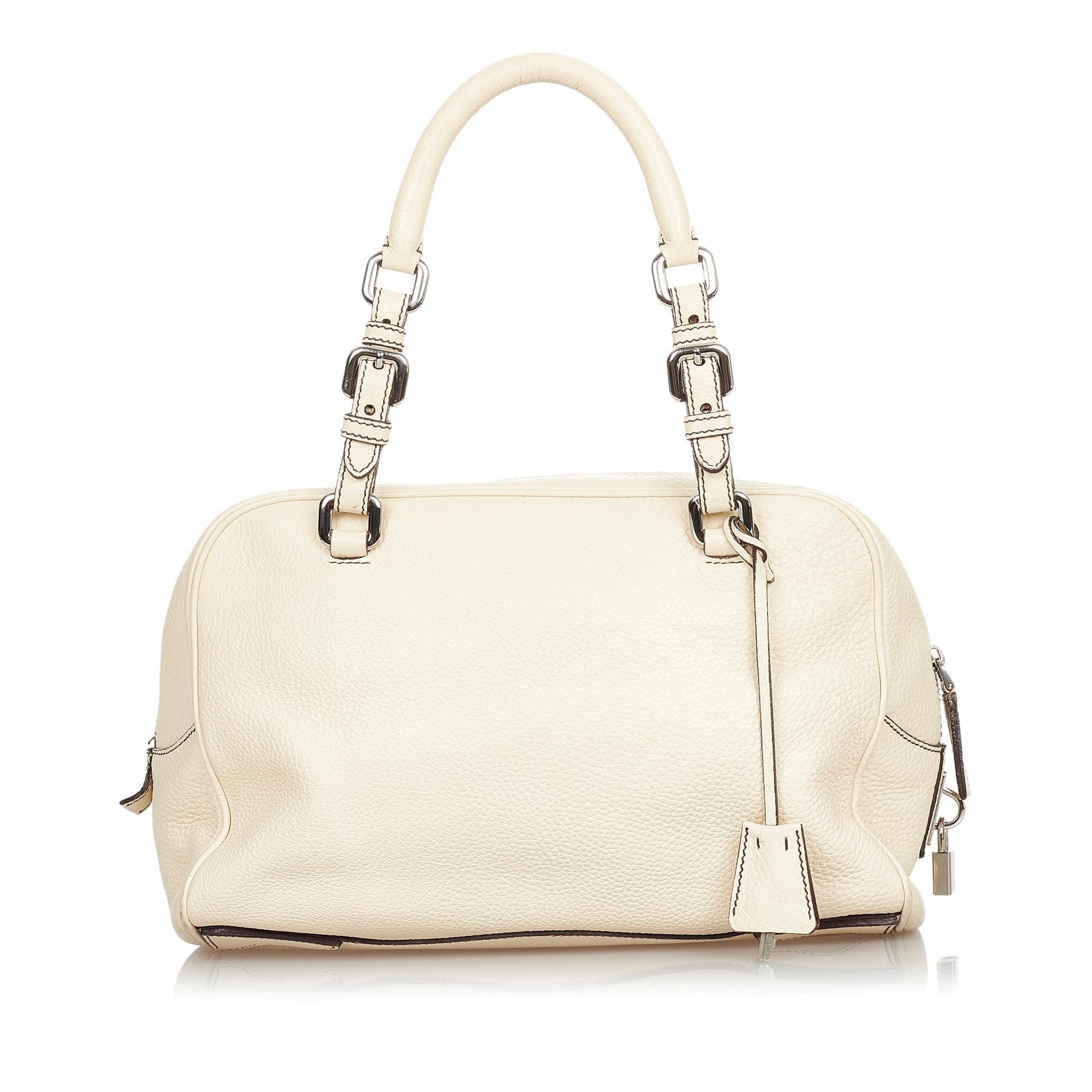 Chanel Prada Daino Handbag Shg Vitello Logo Satchel Bag
