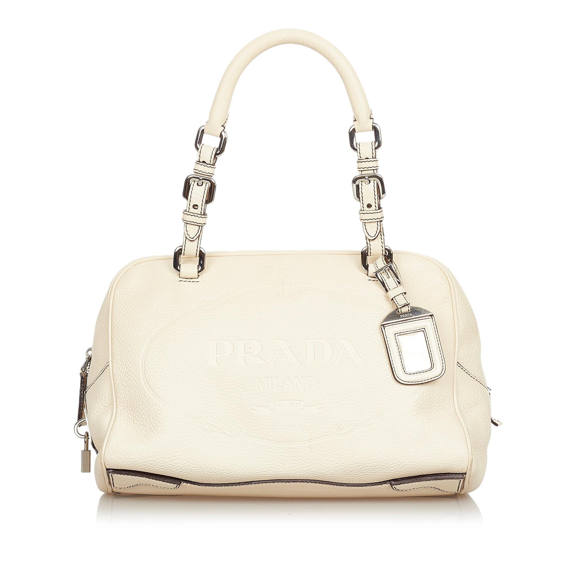 Chanel Prada Daino Handbag Shg Vitello Logo Satchel Bag