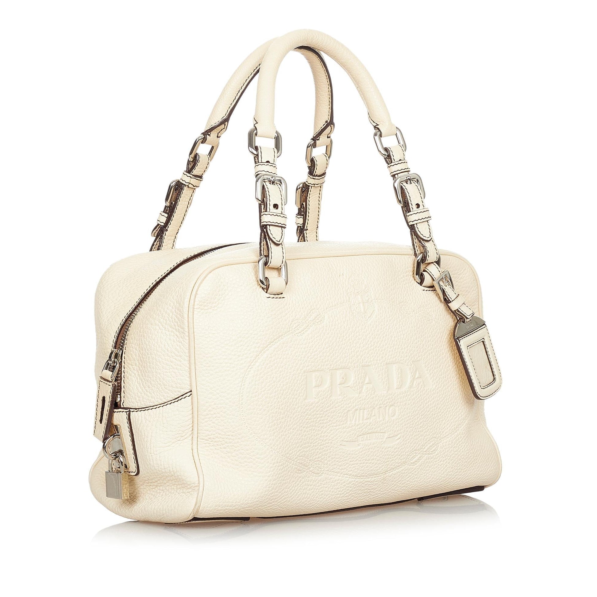 Chanel Prada Daino Handbag Shg Vitello Logo Satchel Bag