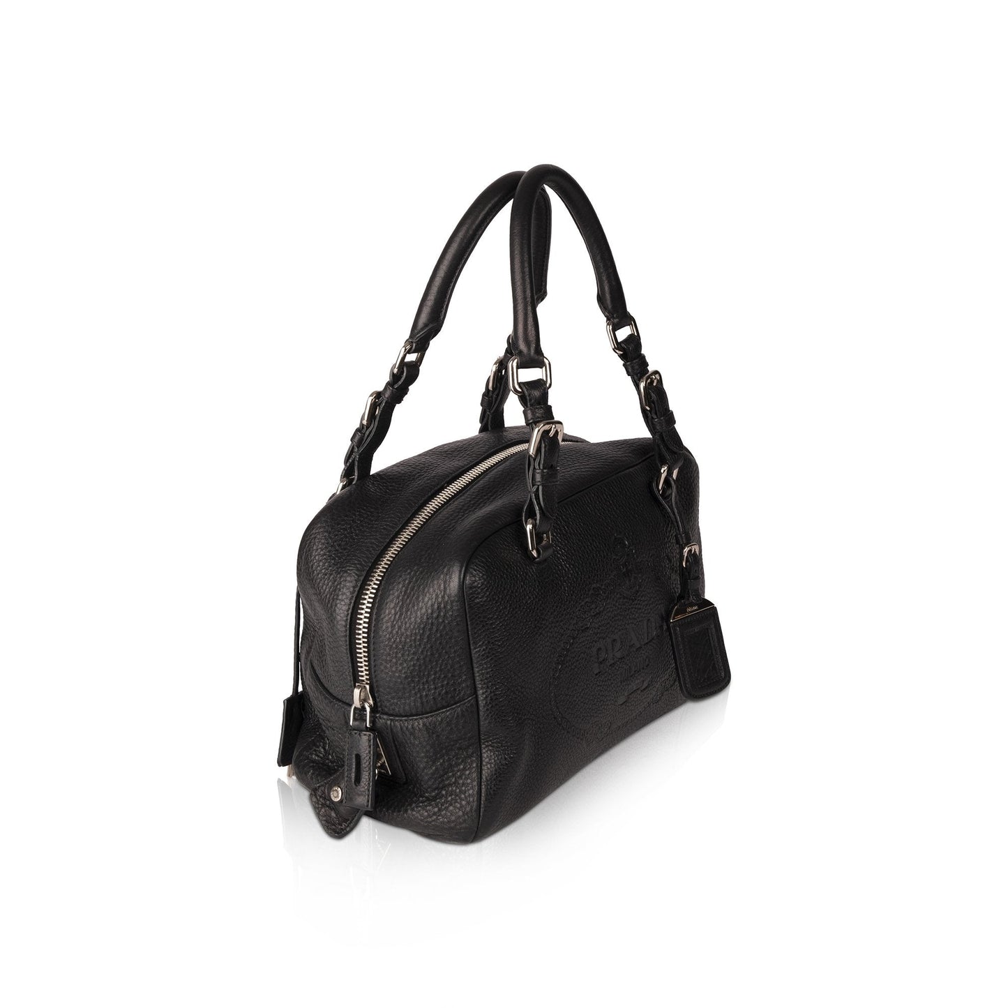Prada Vitello Daino Bauletto Bag Medium Logo Travel Bag