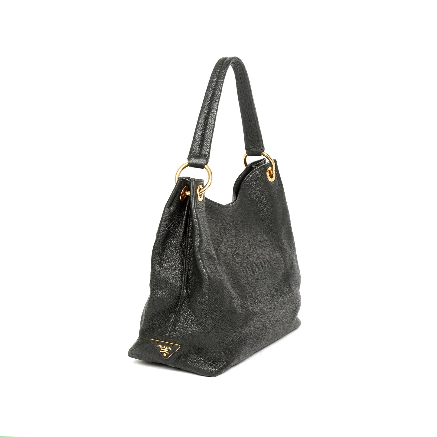 Prada Vitello Daino Hobo Bag Medium Logo Travel Bag