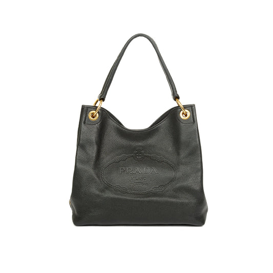 Prada Vitello Daino Hobo Bag Medium Logo Travel Bag