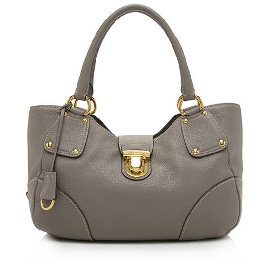 Prada Daino Pushlock Tote Leather Vitello Tote Bag