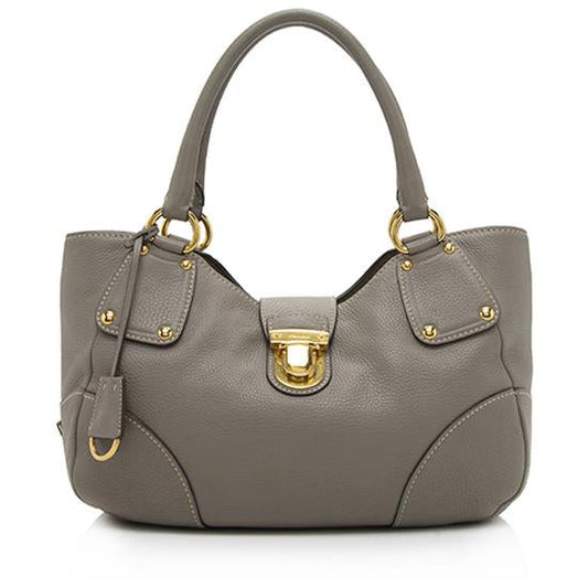 Prada Daino Pushlock Tote Leather Vitello Tote Bag