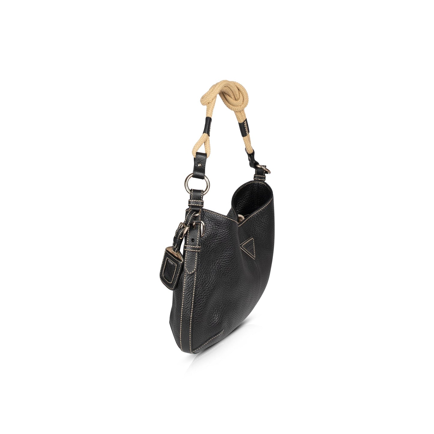Prada Vitello Daino Rope Knot Hobo Handbag Travel Bag
