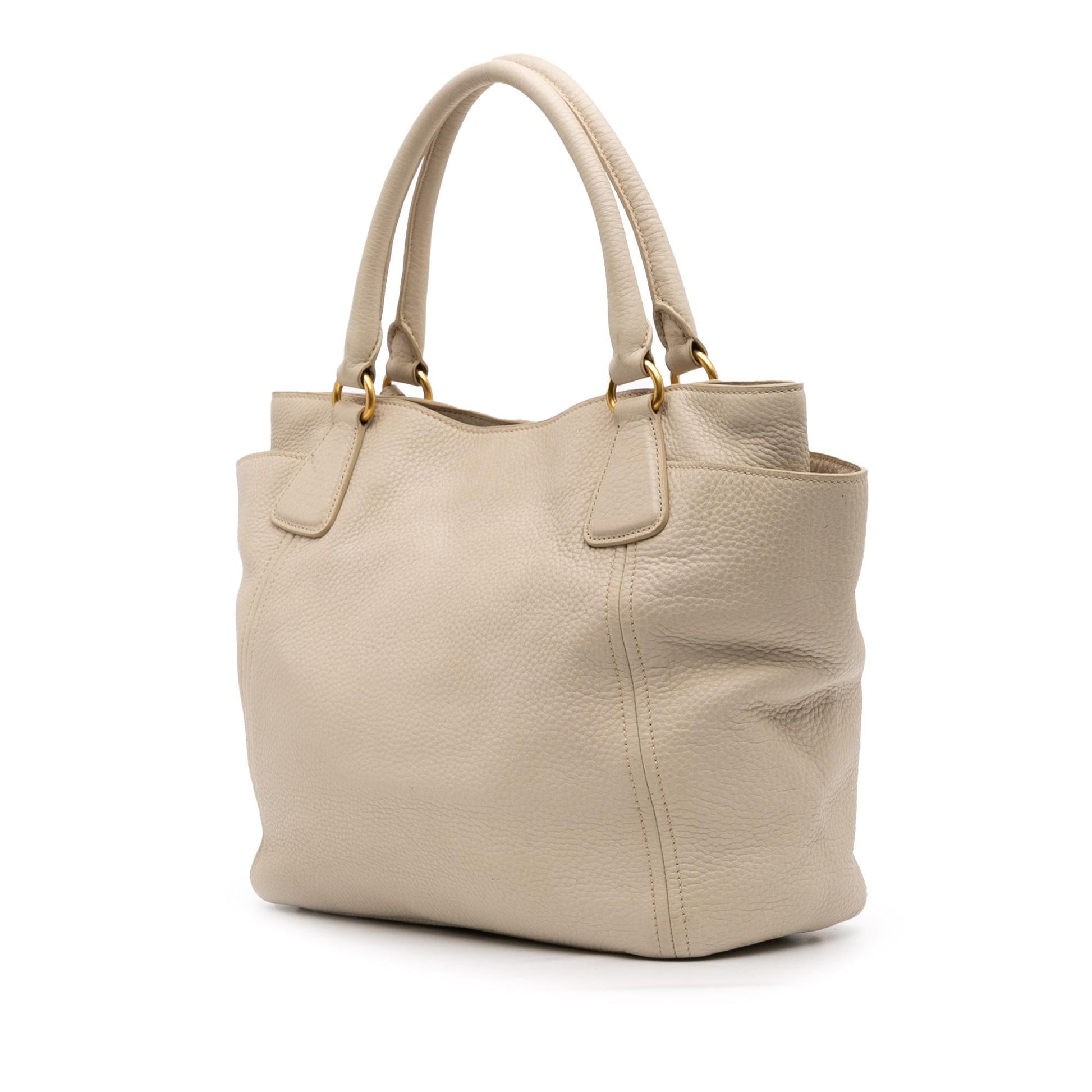 Prada Daino Side Pocket Convertible Tote Vitello Tote Bag