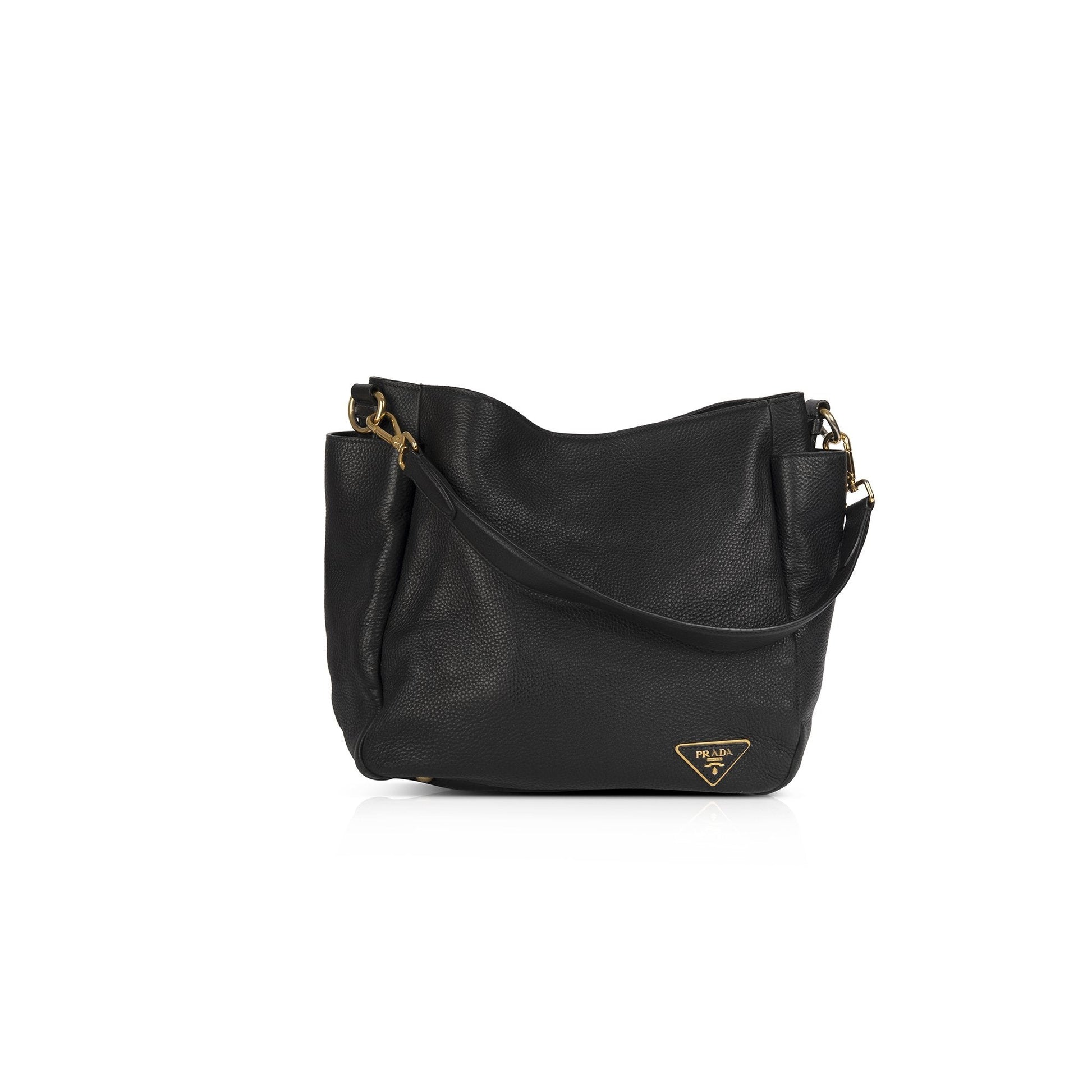 Prada Vitello Daino Side Pocket Hobo Handbag Travel Bag