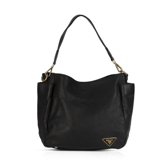 Prada Vitello Daino Side Pocket Hobo Handbag Travel Bag