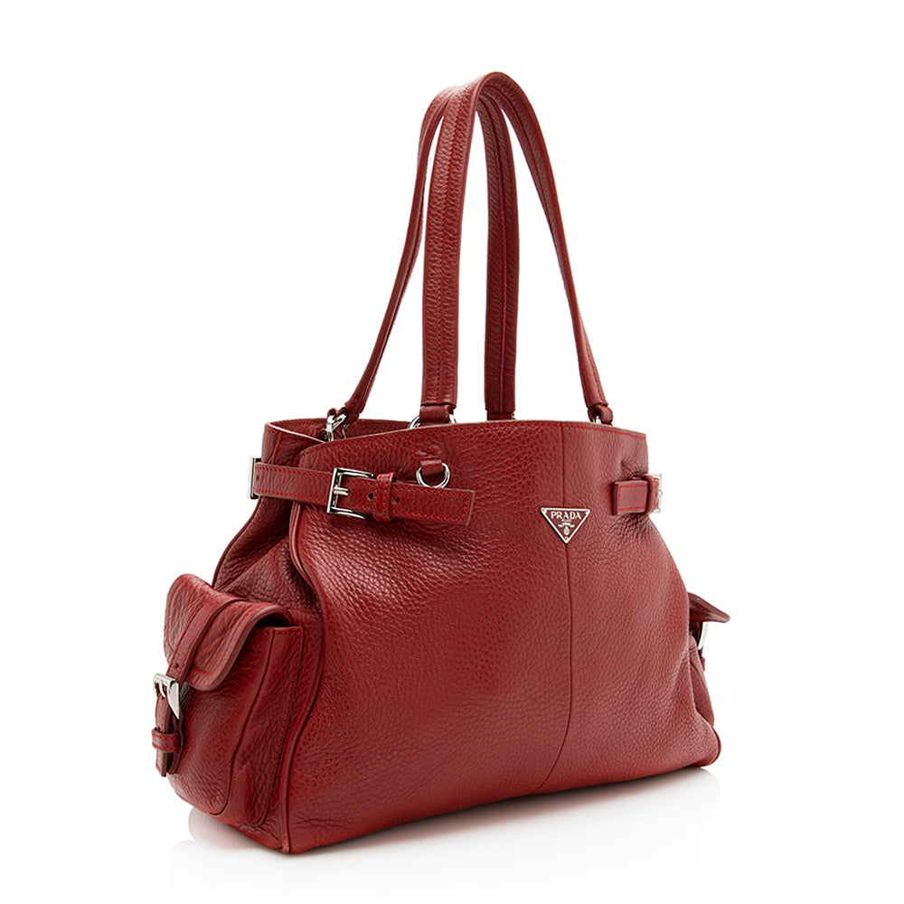 Prada Daino Side Pocket Tote Final Sale Shf Vitello Tote Bag