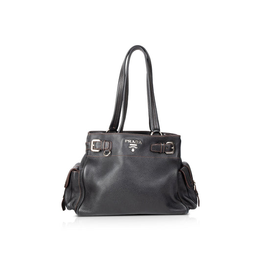 Prada Vitello Daino Side Pocket Tote Handbag Tote Bag