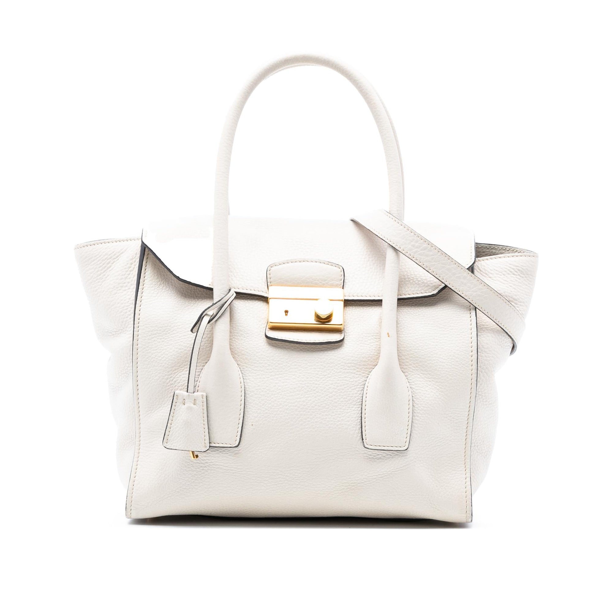 Prada Daino Sound Lock Satchel Vitello Satchel Bag