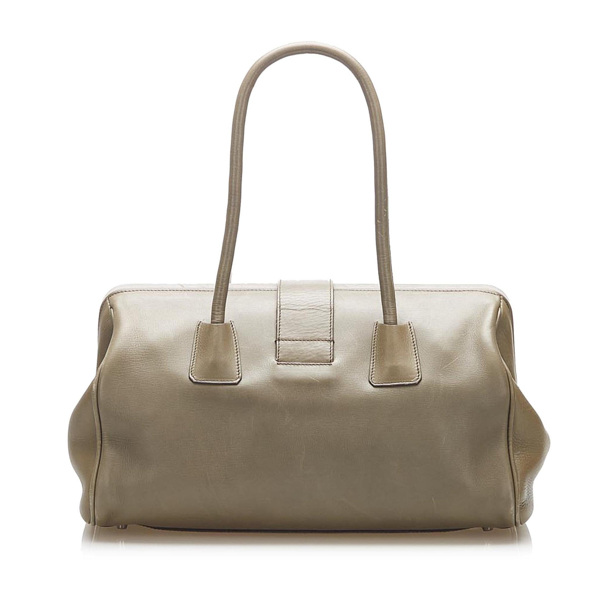Prada Fibbia Handbag Shg Vitello Satchel Bag