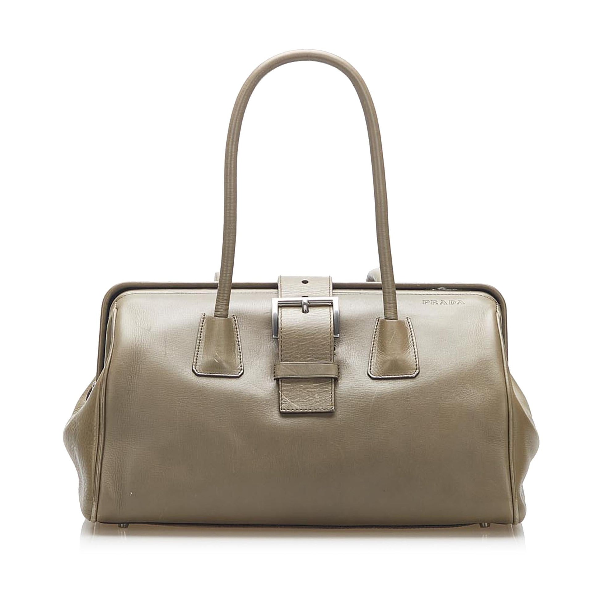Prada Fibbia Handbag Shg Vitello Satchel Bag