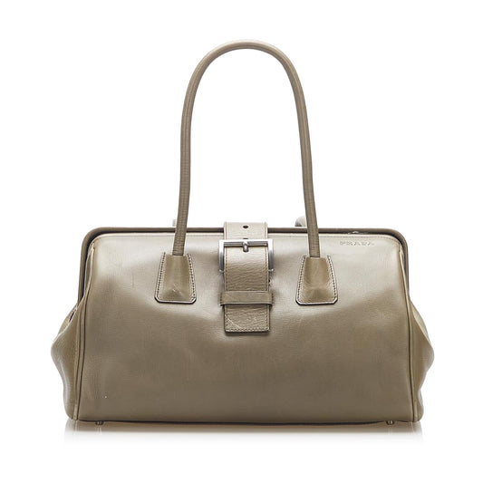 Prada Fibbia Handbag Shg Vitello Satchel Bag