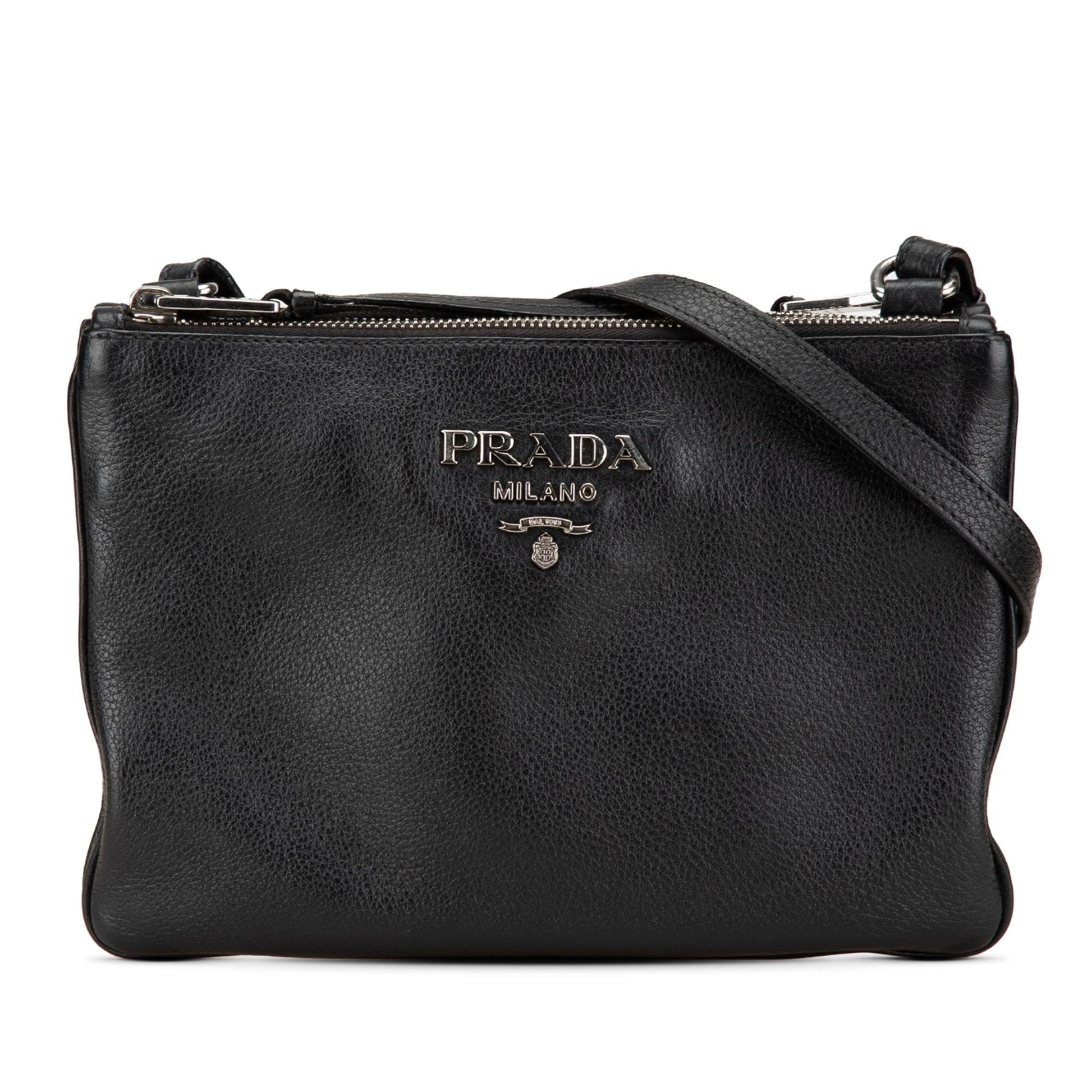 Prada Phenix Double Crossbody Vitello Zip Crossbody Bag