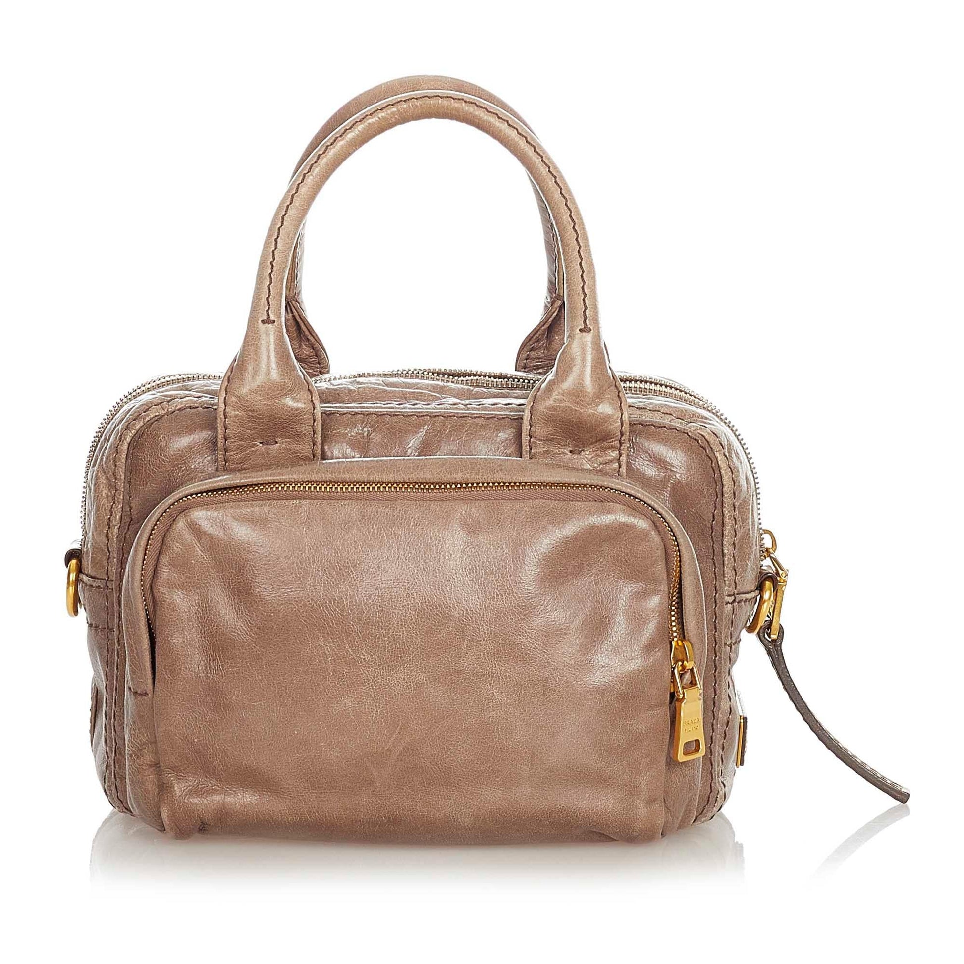 Prada Shine Bauletto Satchel Shg Vitello Satchel Bag