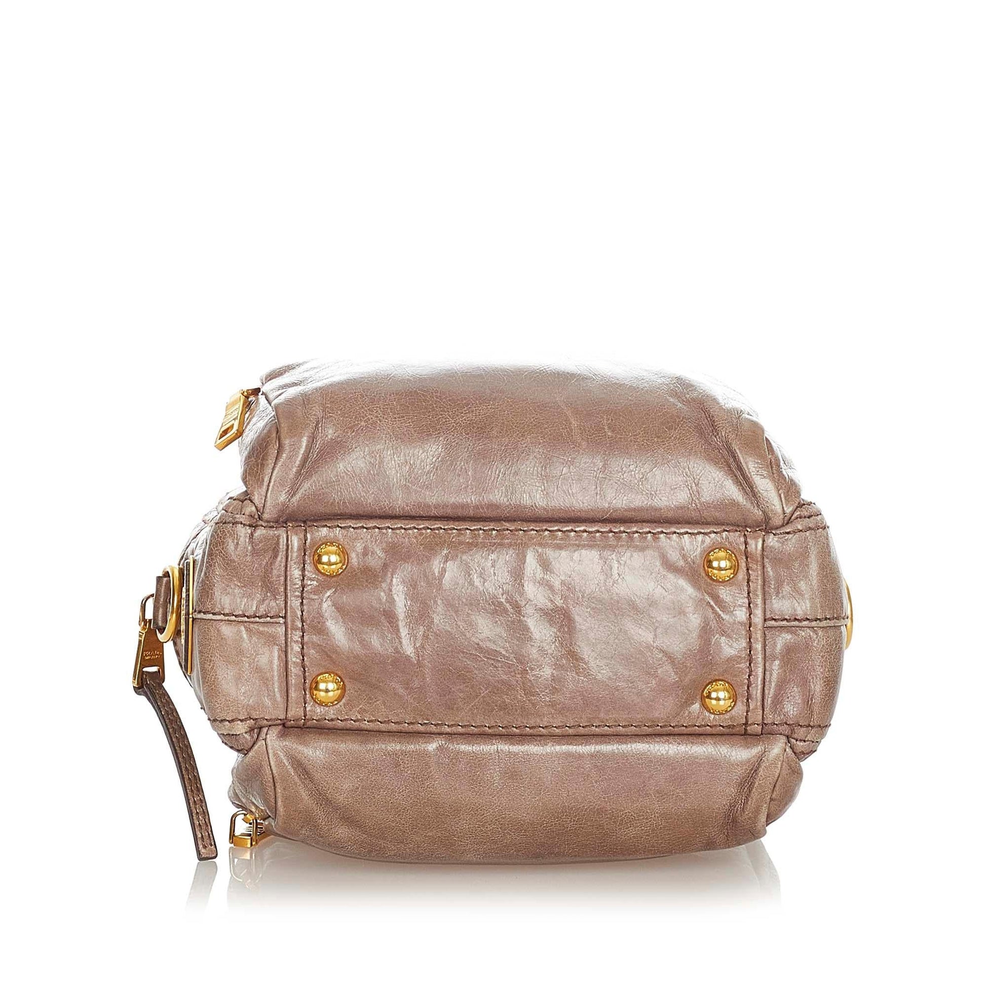 Prada Shine Bauletto Satchel Shg Vitello Satchel Bag