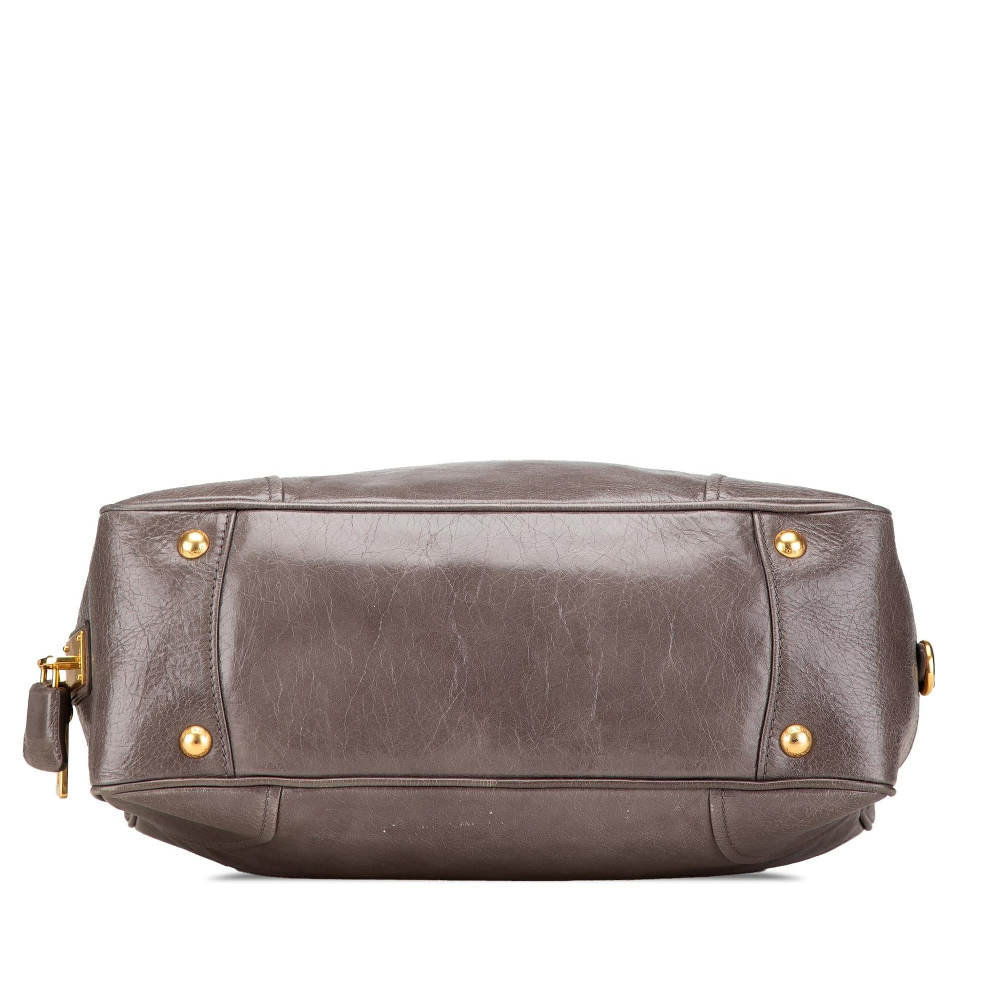 Prada Shine Bauletto Satchel Vitello Satchel Bag