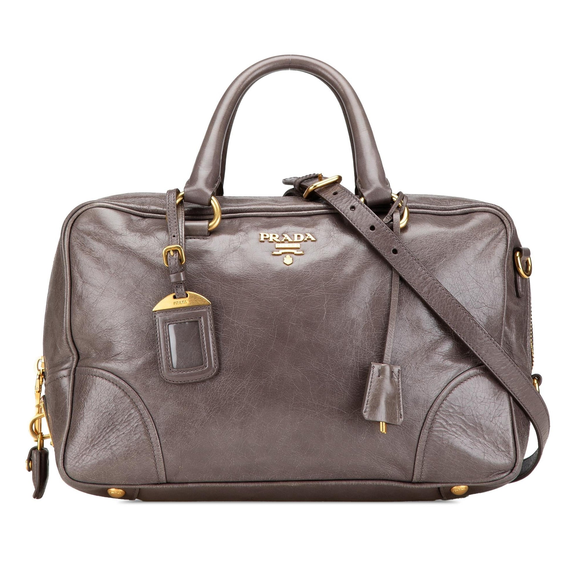 Prada Shine Bauletto Satchel Vitello Satchel Bag