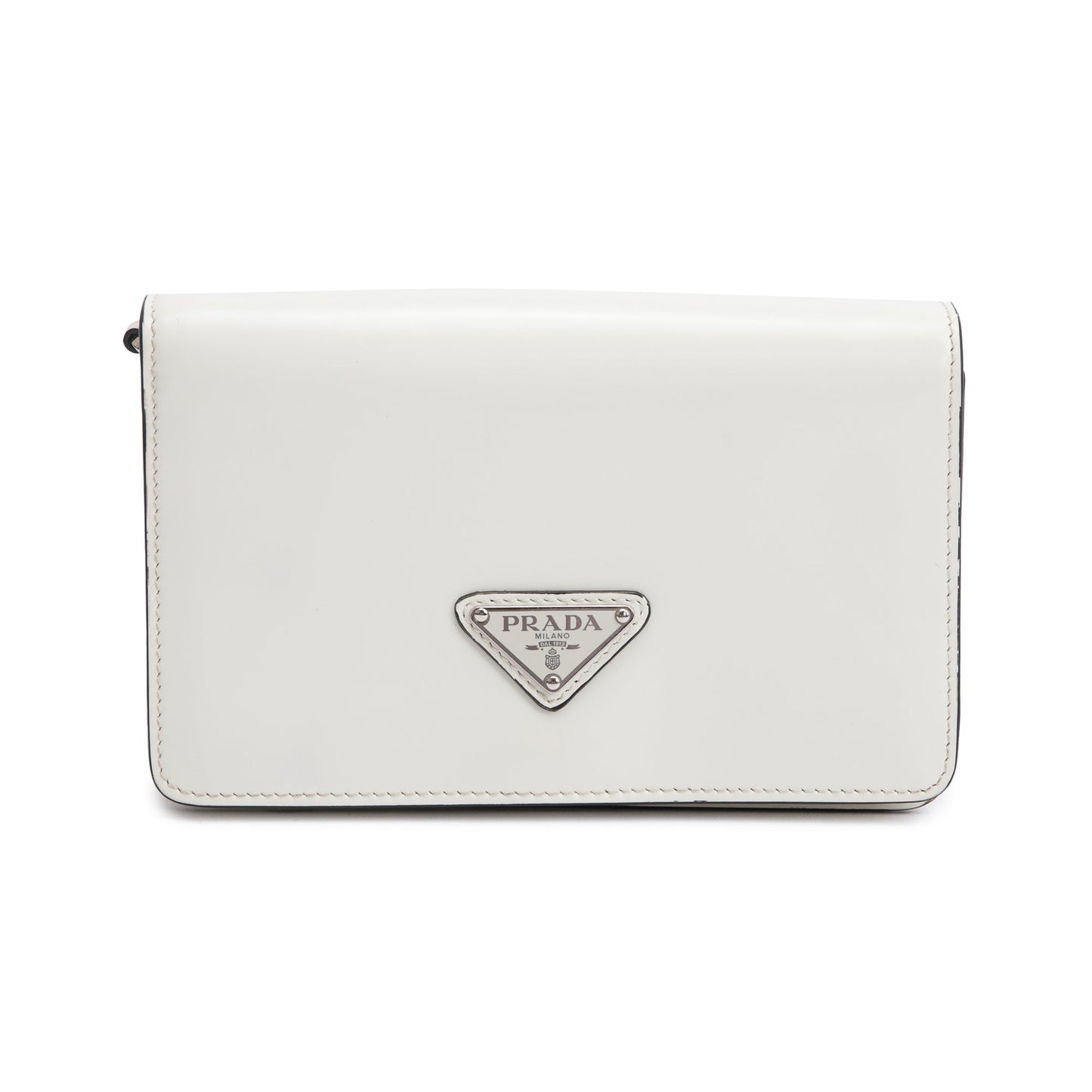 Prada Brushed Shoulder Bag Leather White