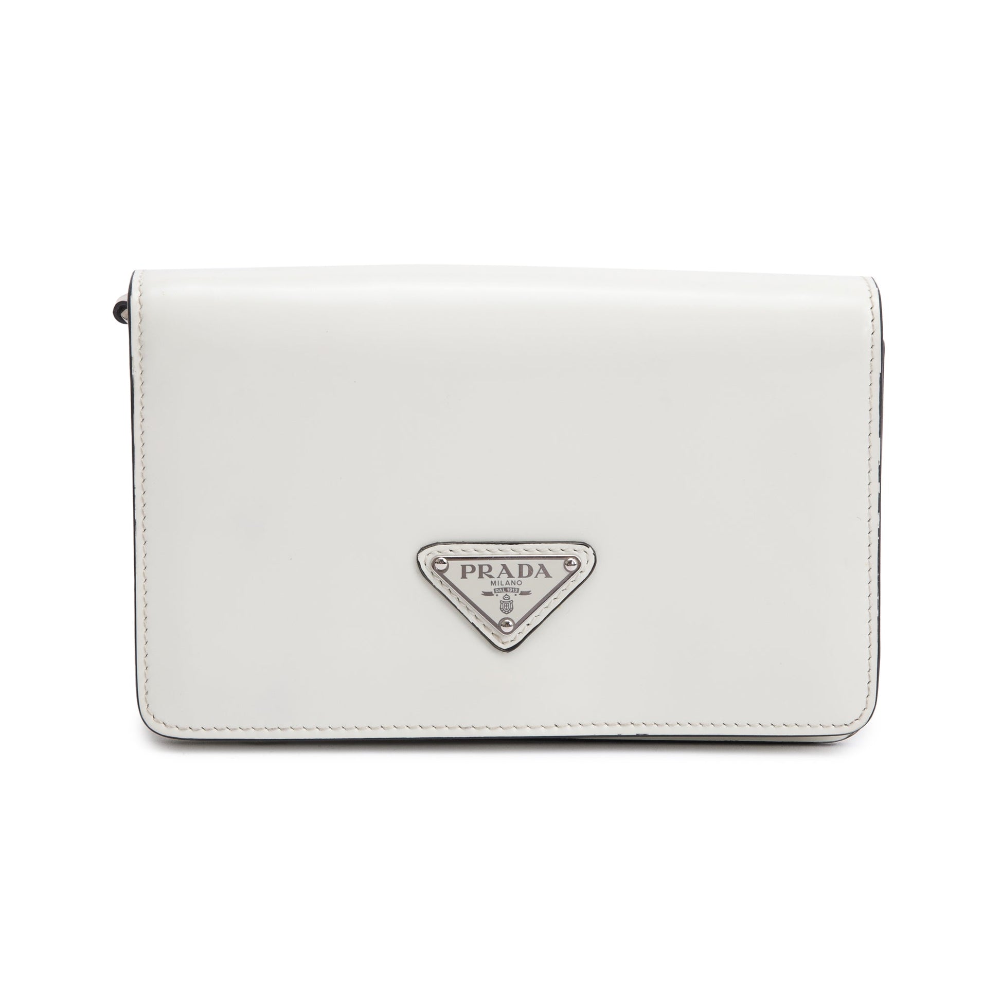 Prada Brushed Shoulder Bag Leather White