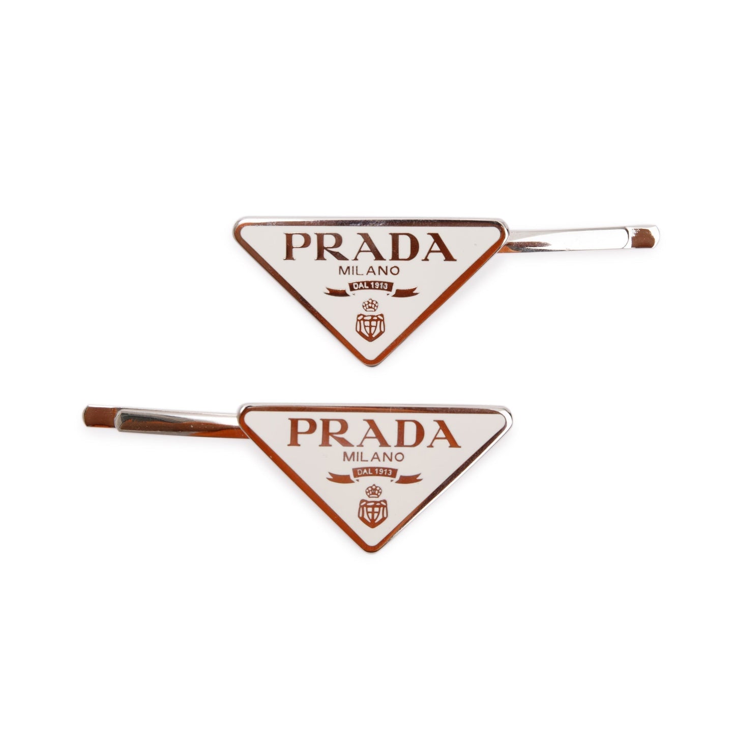 Prada Metal Hair Clip Handbag White Travel Bag