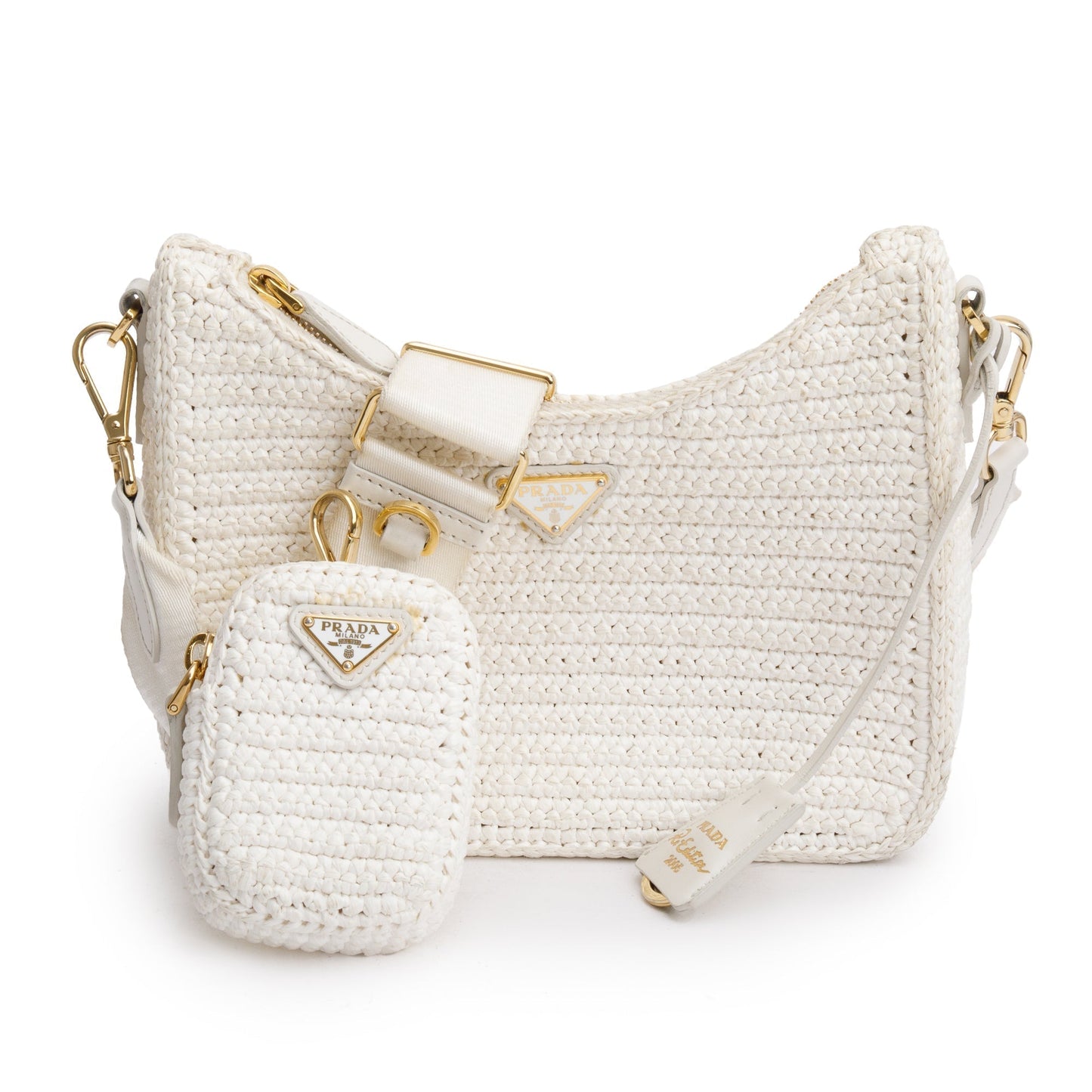 Prada Re Edition Crochet Shoulder Bag White