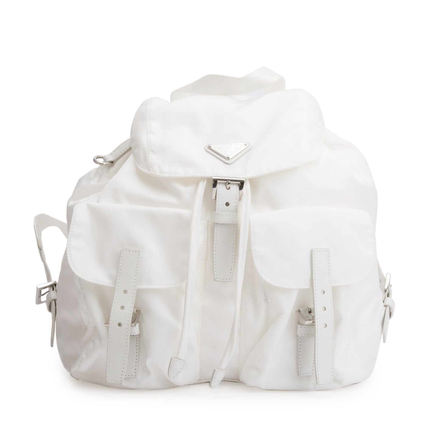 Prada Re Saffiano Backpack Handbag Nylon White