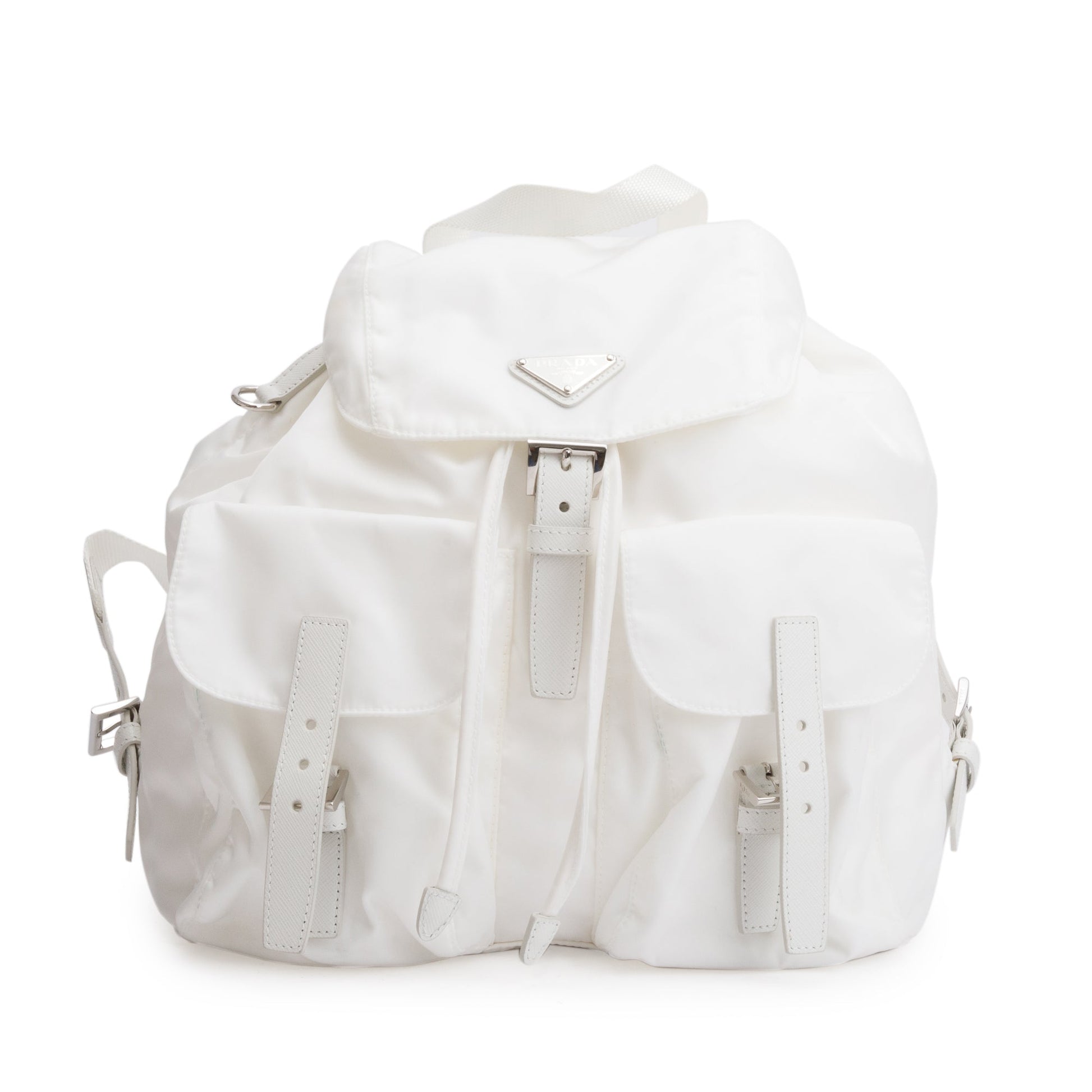 Prada Re Saffiano Backpack Handbag Nylon White